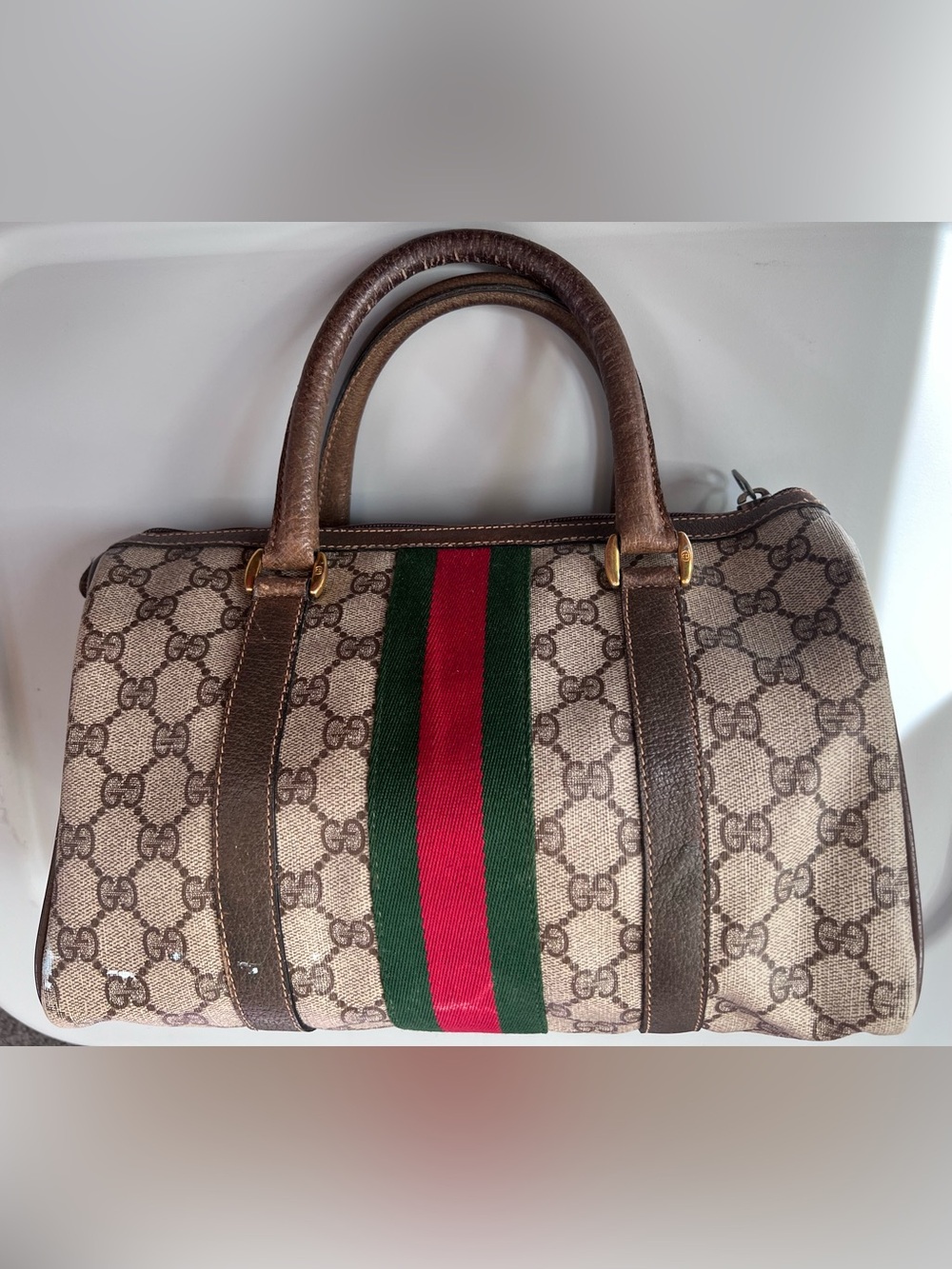 GUCCI vintage satchel doctor bag Monogram GG print purse authentic 1977-1980 - Picture 3 of 16